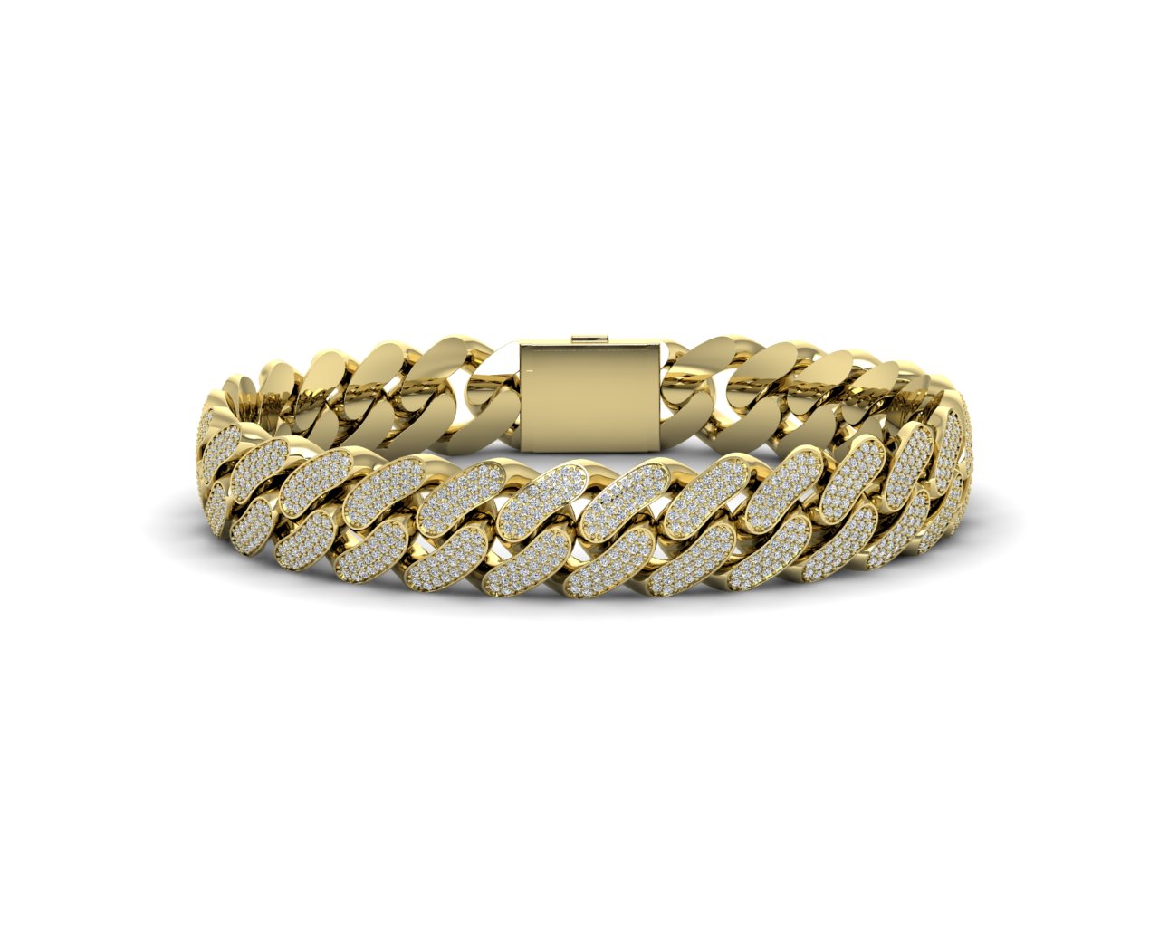 4.43ct Flat Cuban Link Pave Chain Bracelet