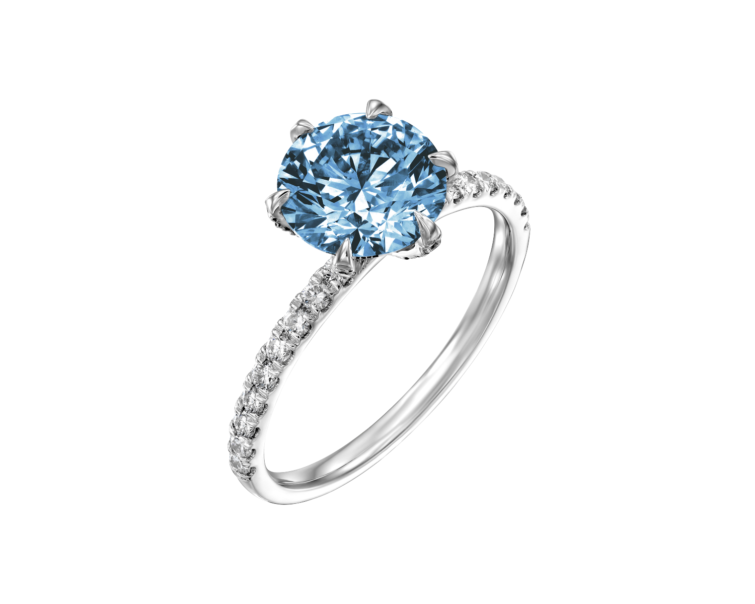 The Acacia - Anillo de compromiso con pavé de diamantes azules